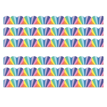 Carson Dellosa We Stick Together Rainbow Burst Scalloped Bulletin Board Borders, 78PK 108518